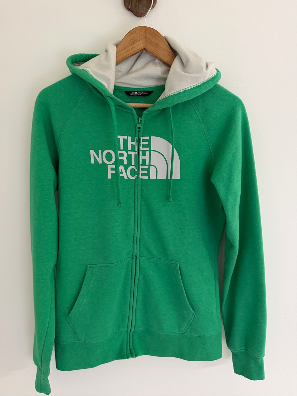 The North Face Green Full Zip Hoodie Fleece Lined Logo Sweatshirt Women’s Medium